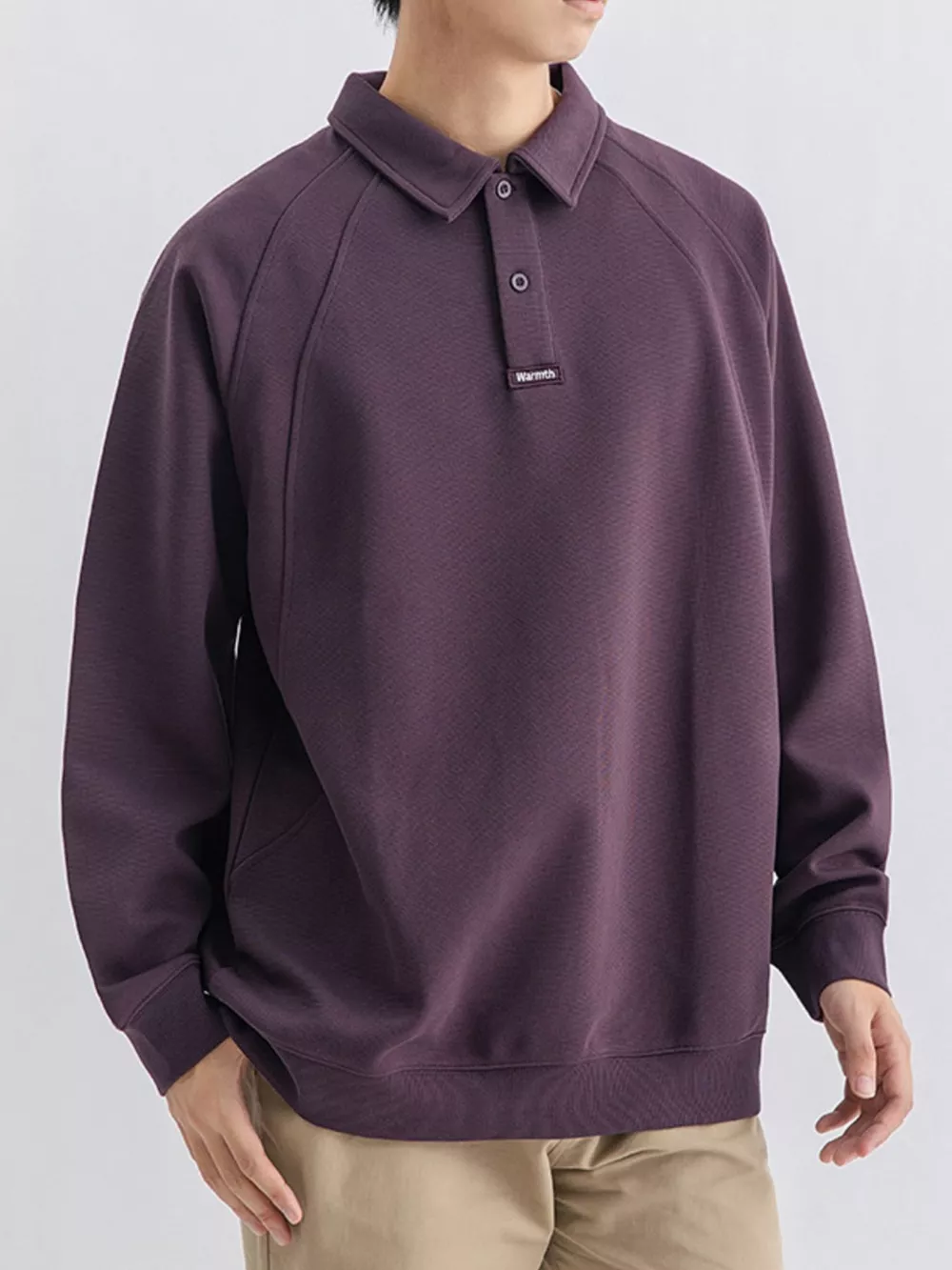 Men's Plus Size Casual Long Sleeve Polo, image 3