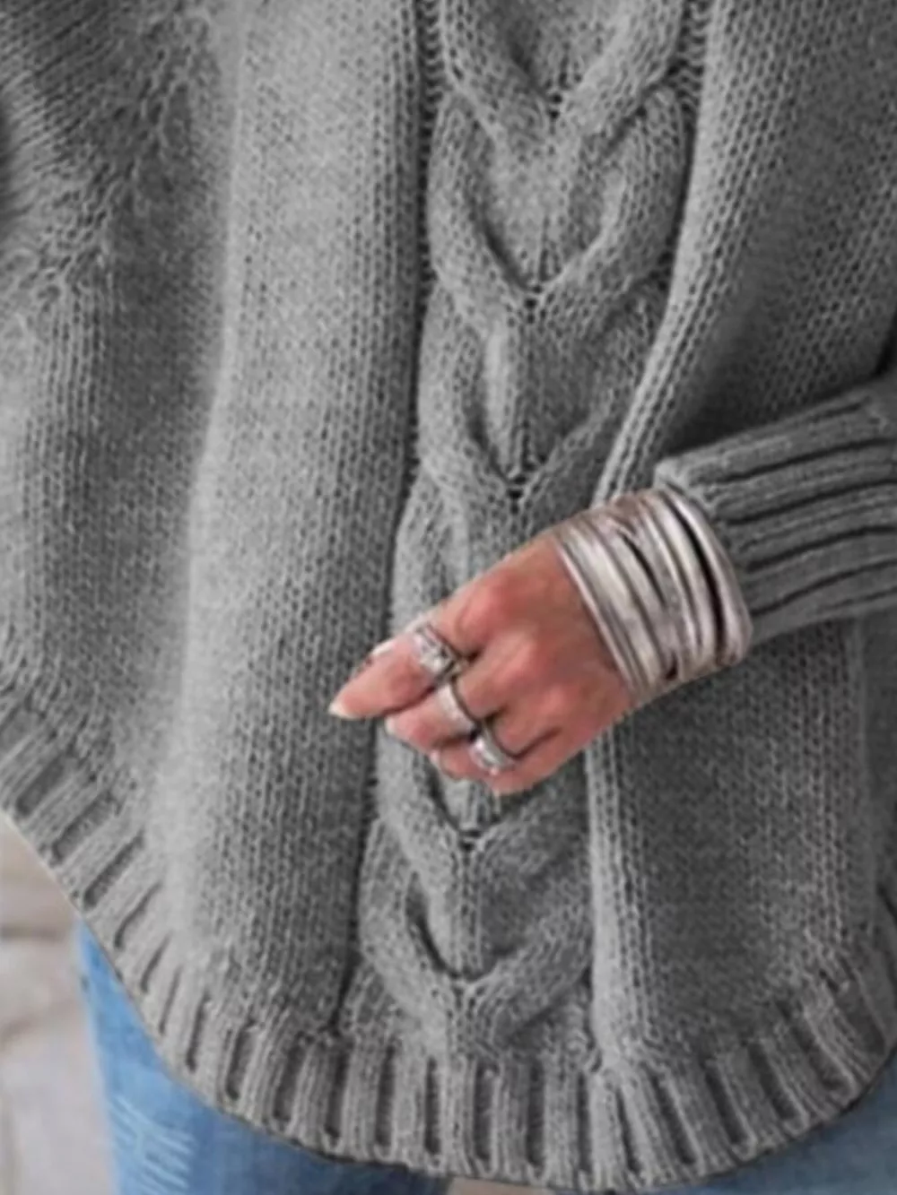 Cable-Knit Long Sleeve Sweater, image 13