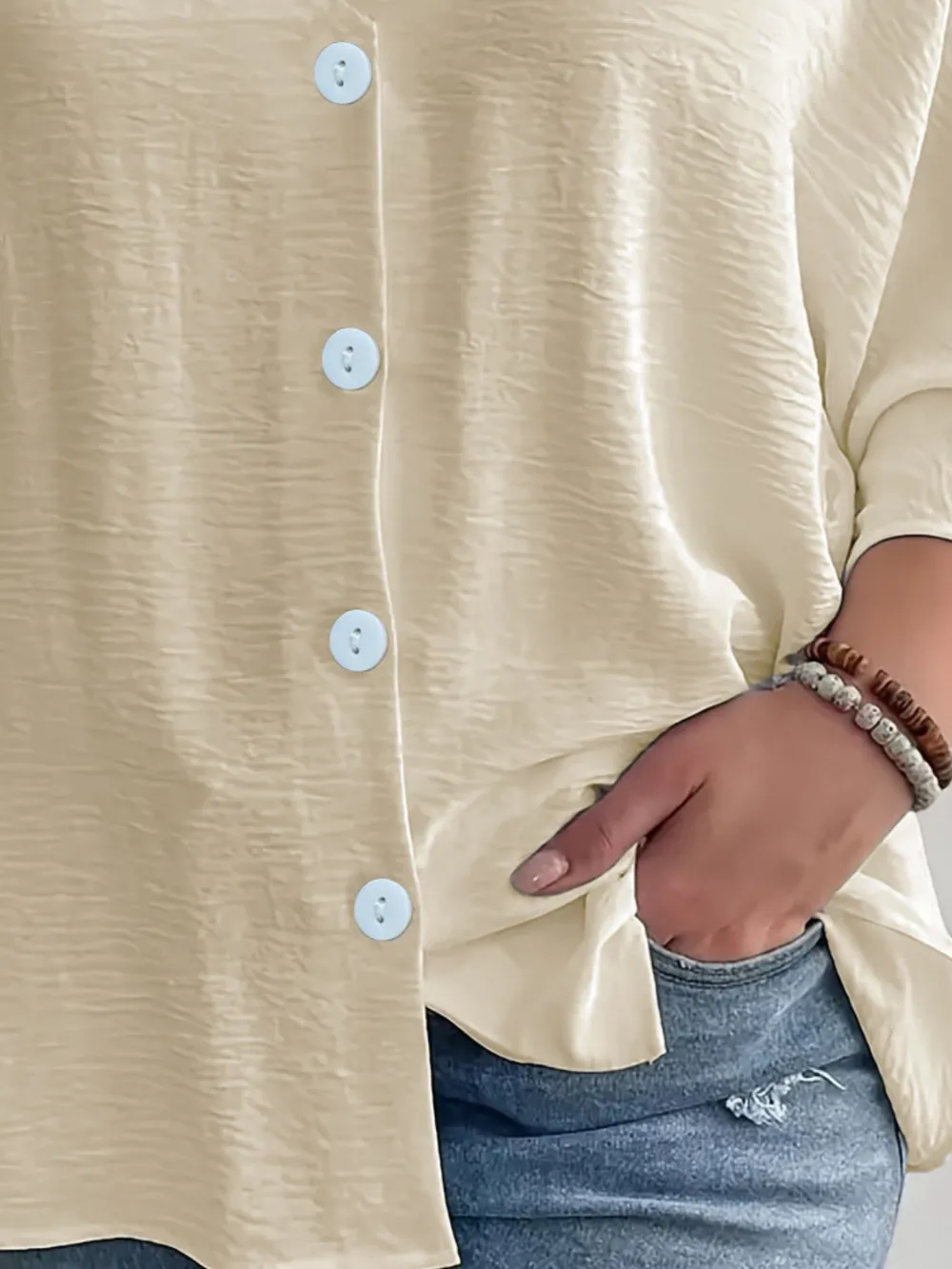 Full Size V-Neck Button Down Shirt Plus Size, image 8