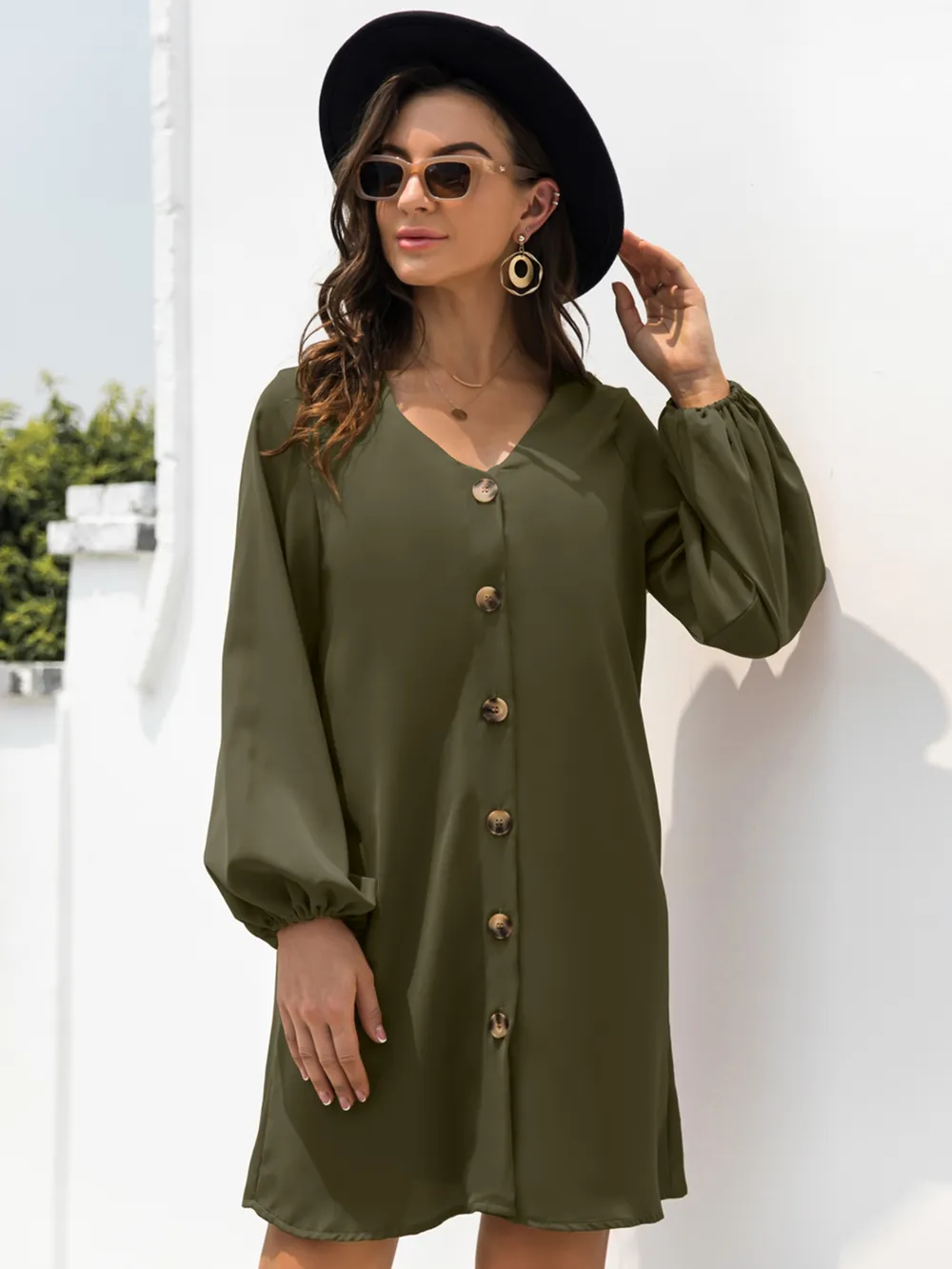 V-Neck Long Sleeve Mini Dress, image 18