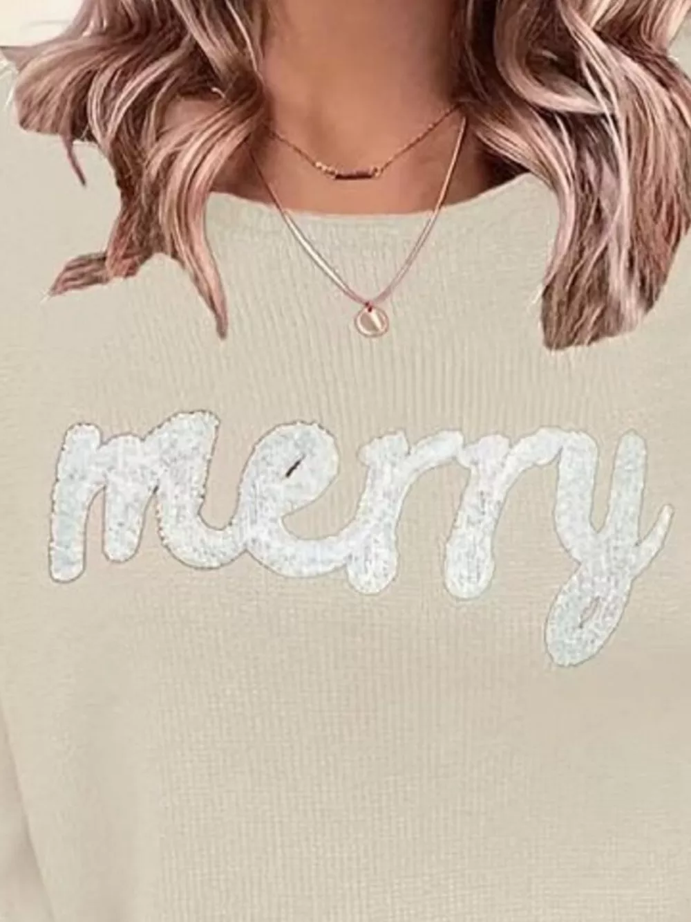 Merry Round Neck Dropped Shoulder Christmas Sweater, image 6