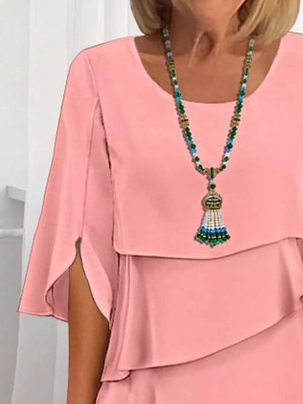 Full Size Ruffled Layered Flutter Sleeve Dress Plus Size, image 12
