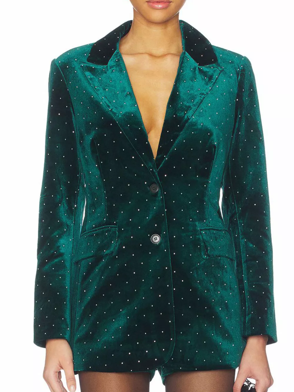 Rhinestone Embellished Single-Breasted Blazer, image 6