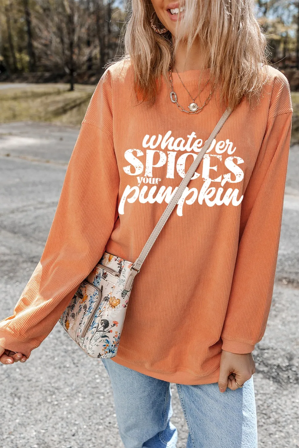 Letter Graphic Round Neck Long Sleeve Oversize Sweatshirt, image 6