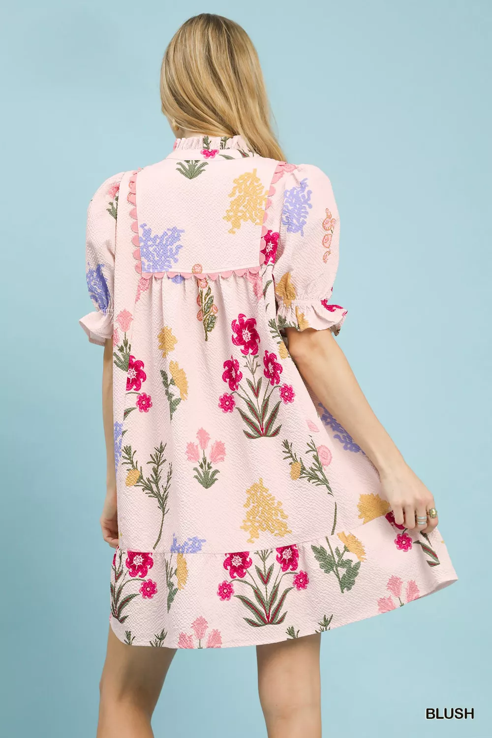 Multi Flower Print V-Neck Dress, image 3