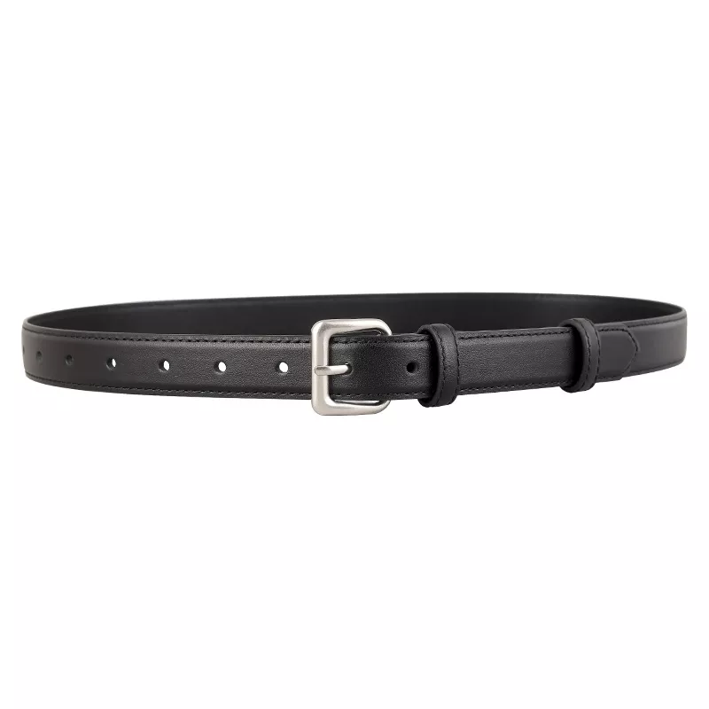 Classic Leather Belt with Silver Buckle, image 3