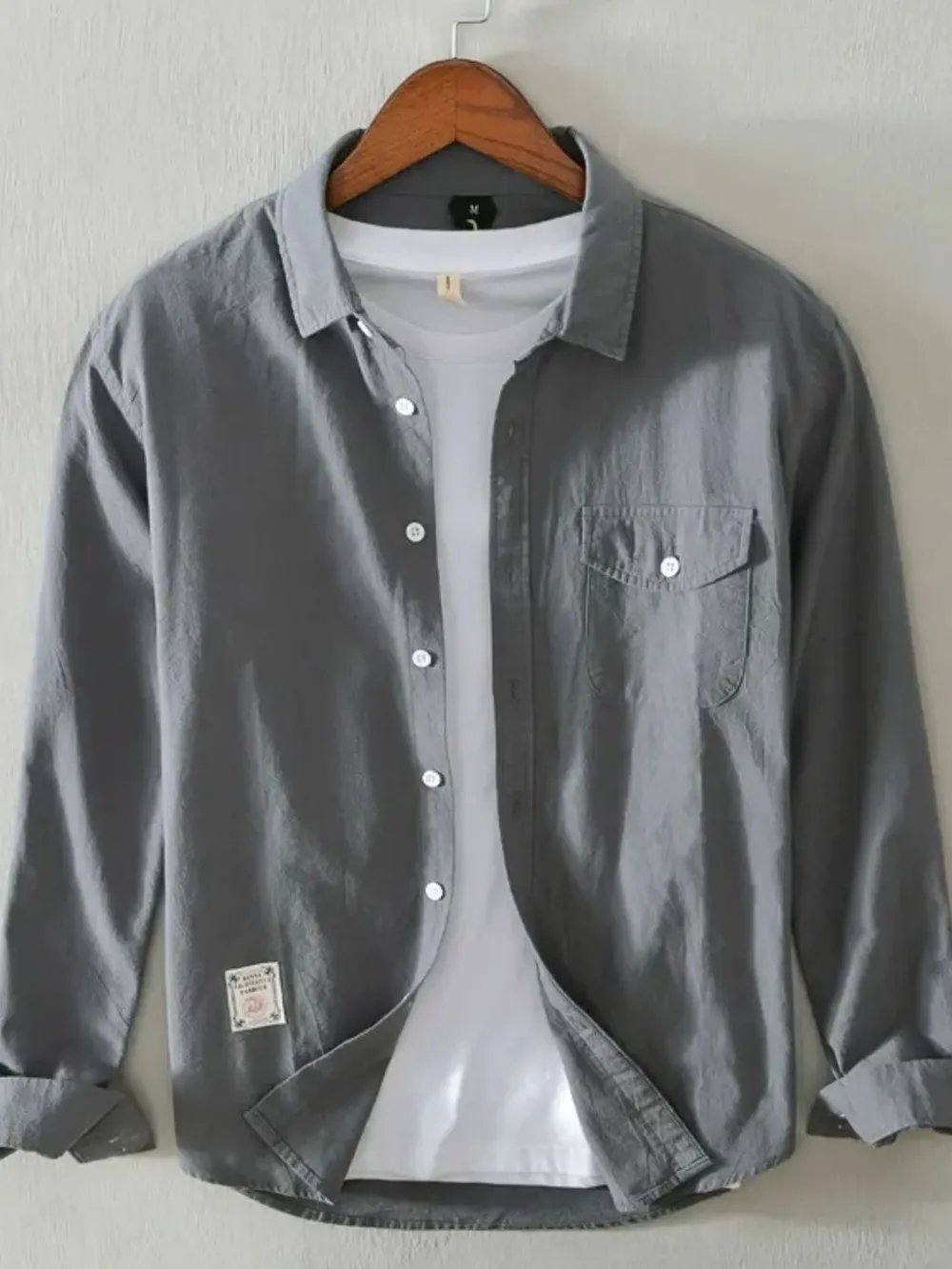 Men's Plus Size Button Up Long Sleeve Shirt, image 3