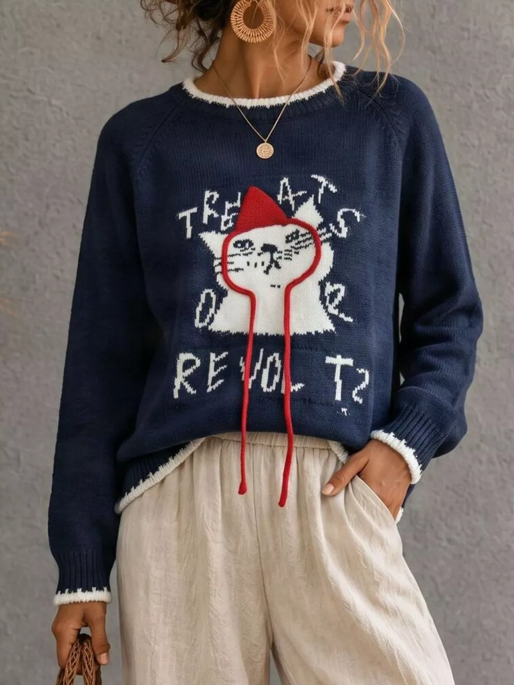 Cat Raglan Sleeve Sweater, image 3
