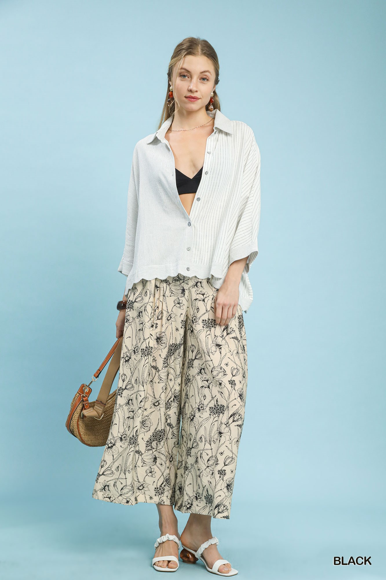 Two Tone Floral Print Pants, image 5