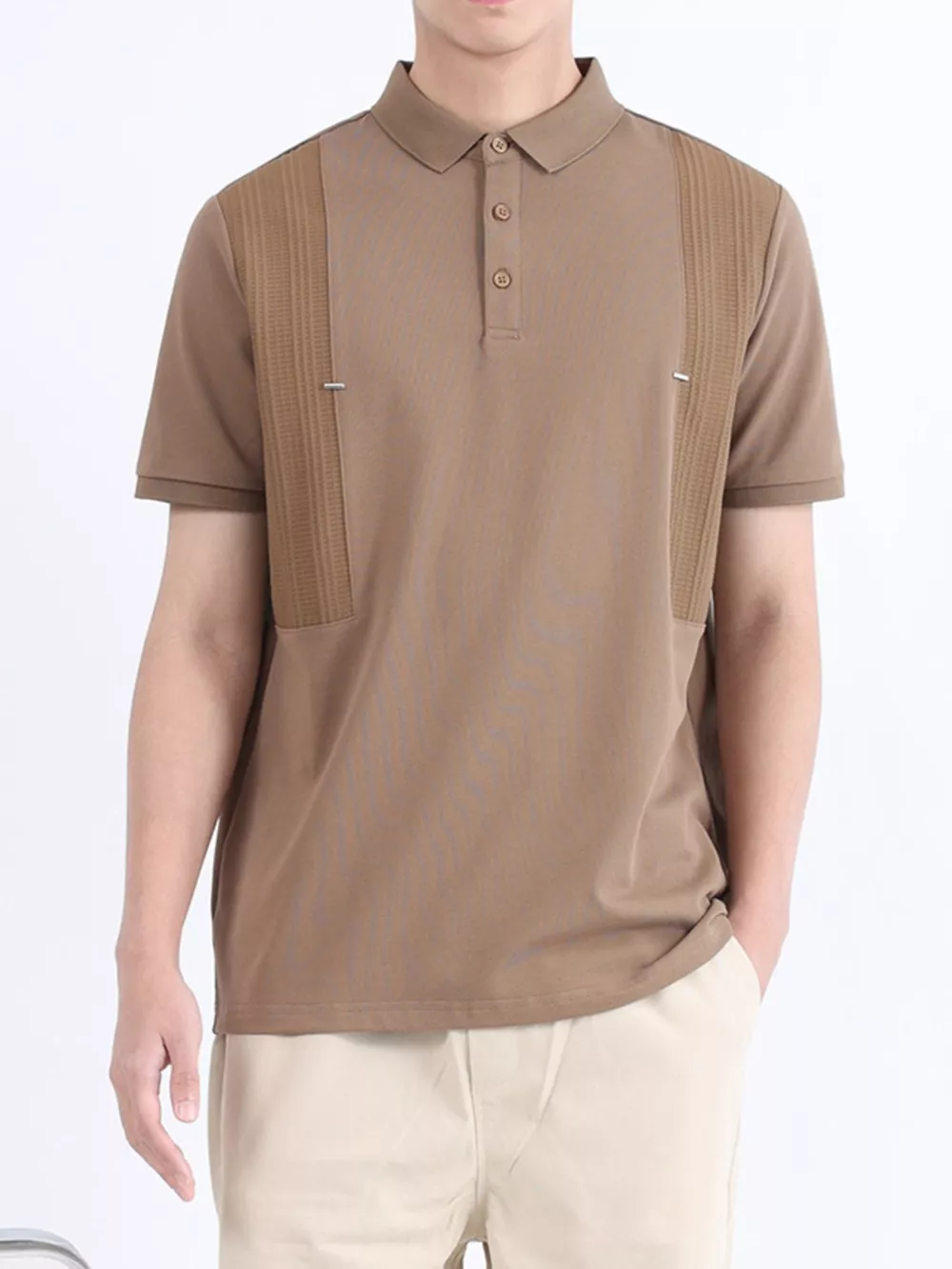 Men's Plus Size Button Detail Short Sleeve Polo, image 3