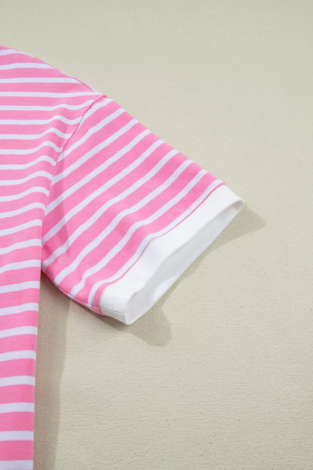 Stripe Round Neck Drop Shoulder Short Sleeve Loose Top, image 7