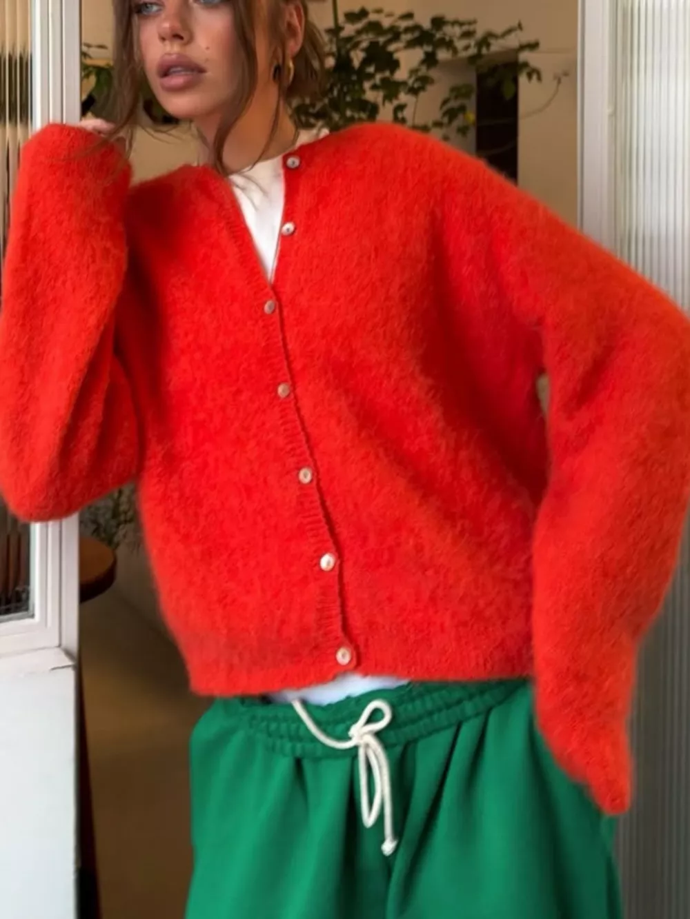 Cozy Fuzzy Button-Down Cropped Cardigan, image 13