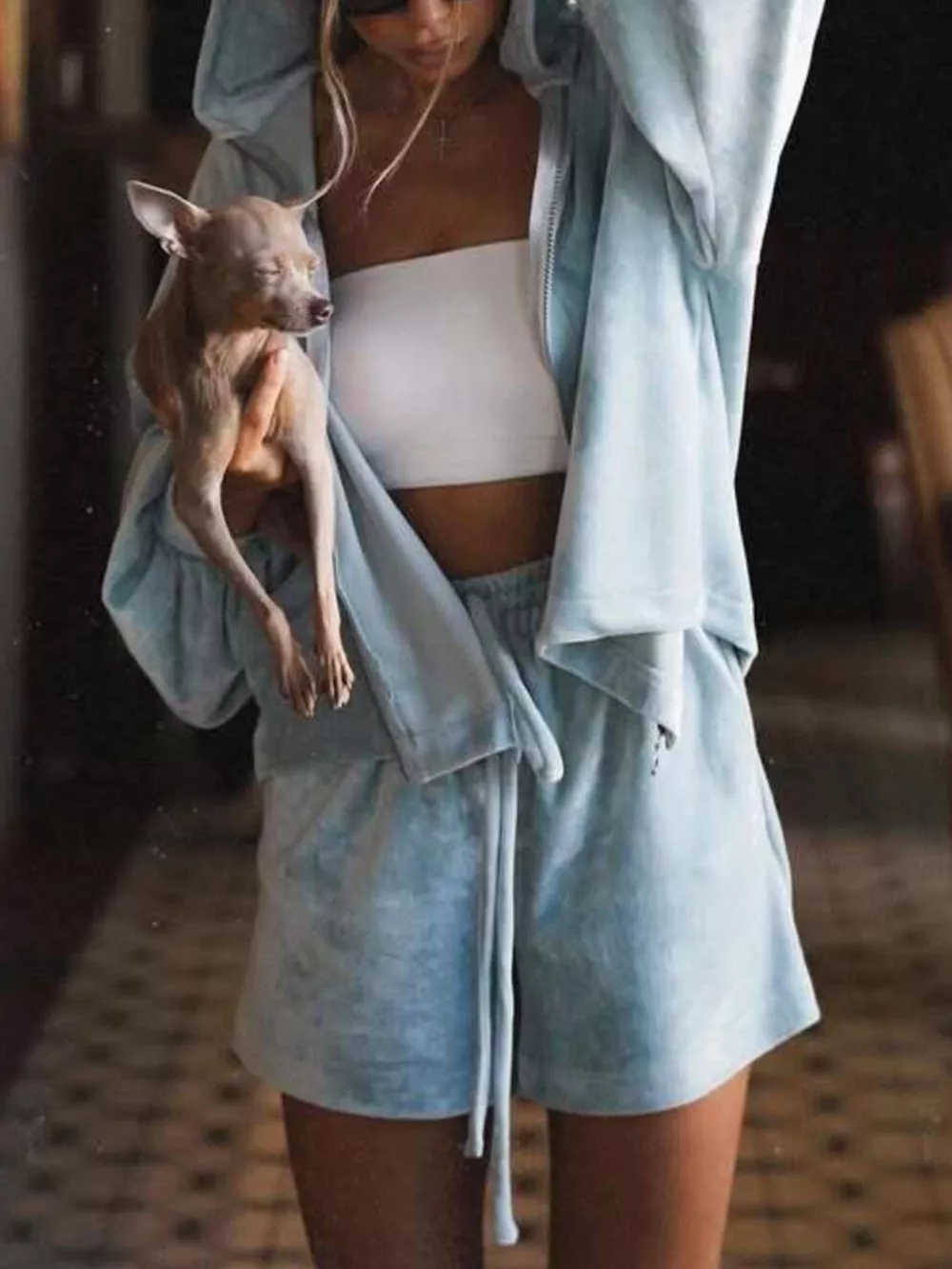 Zip Up Hooded Outerwear and Shorts Set, image 3