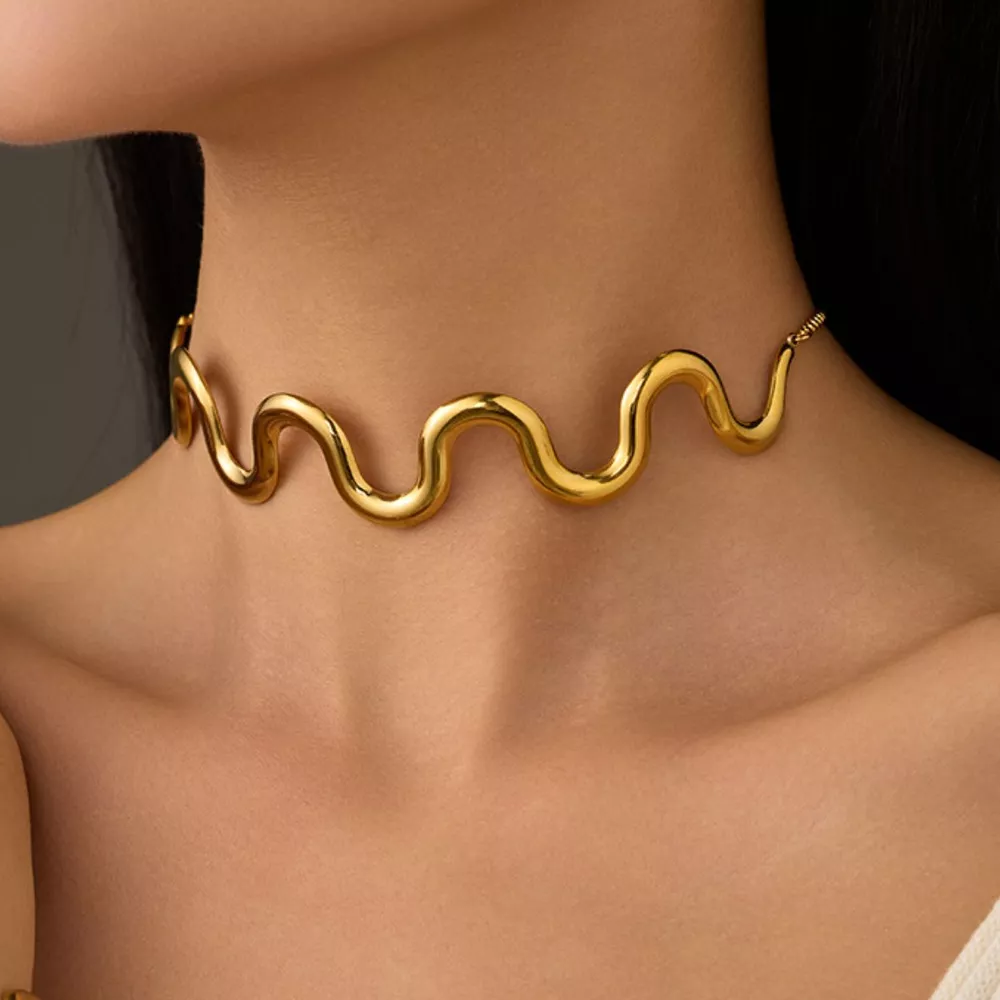 18K Gold-Plated Wave Necklace