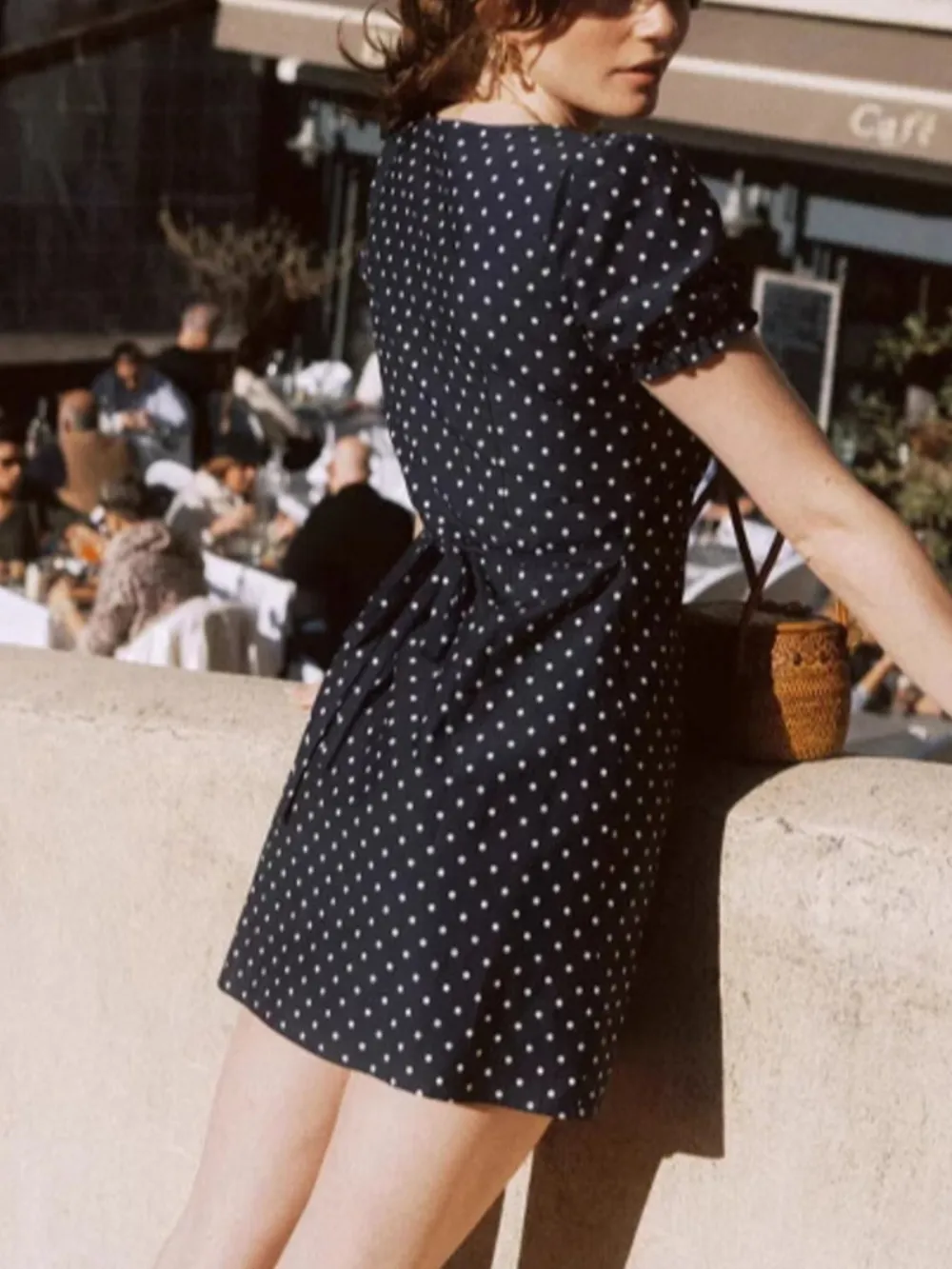 Polka Dot Puff Sleeve Mini Dress, image 6