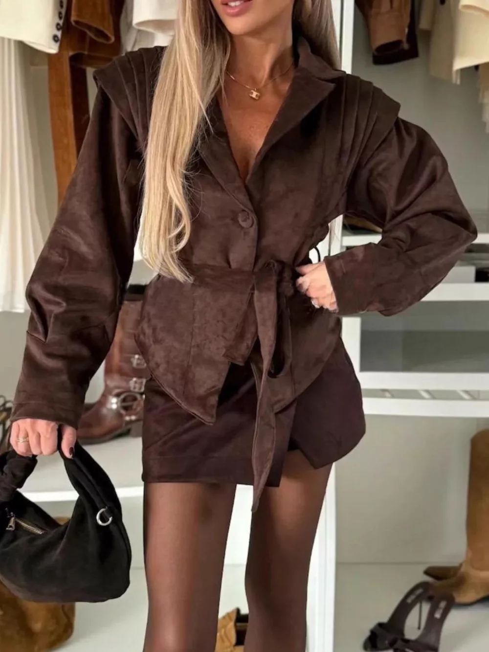 Lapel Collar Long Sleeve Jacket, image 3