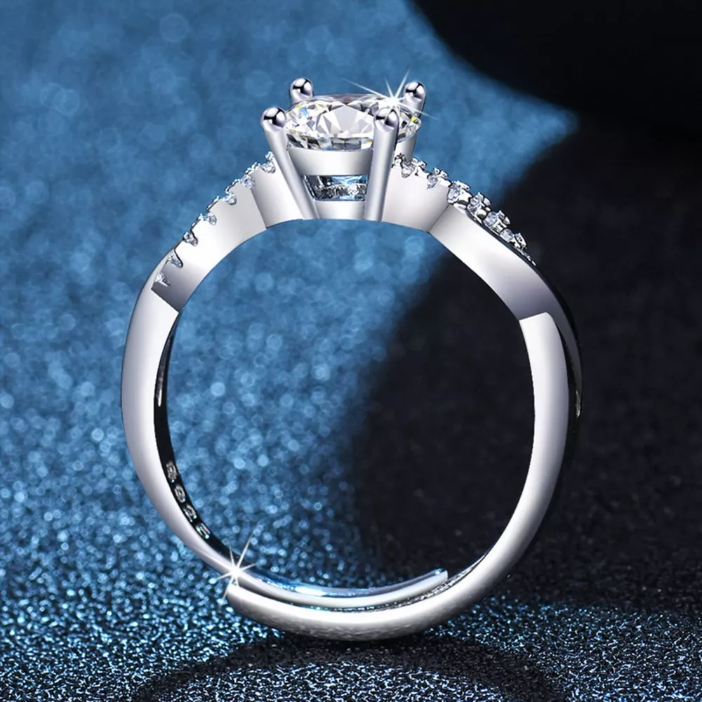 1 Carat Moissanite 925 Sterling Silver Ring, image 3