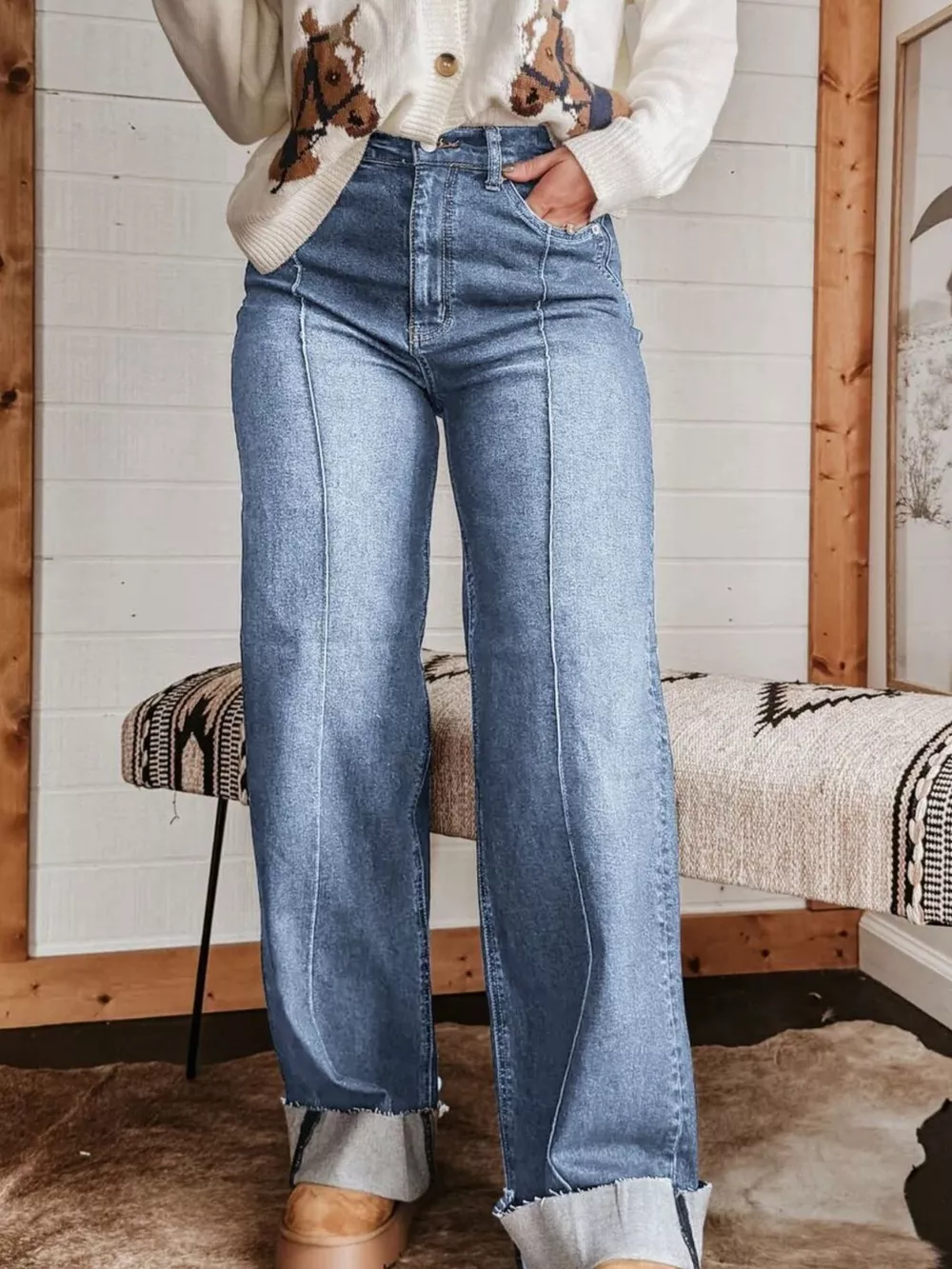High-Waisted Wide Leg Jeans, image 6