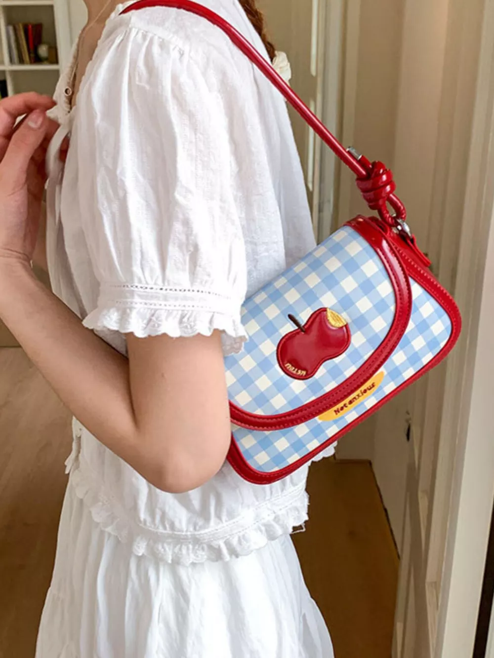 Apple Gingham Shoulder Bag, image 8