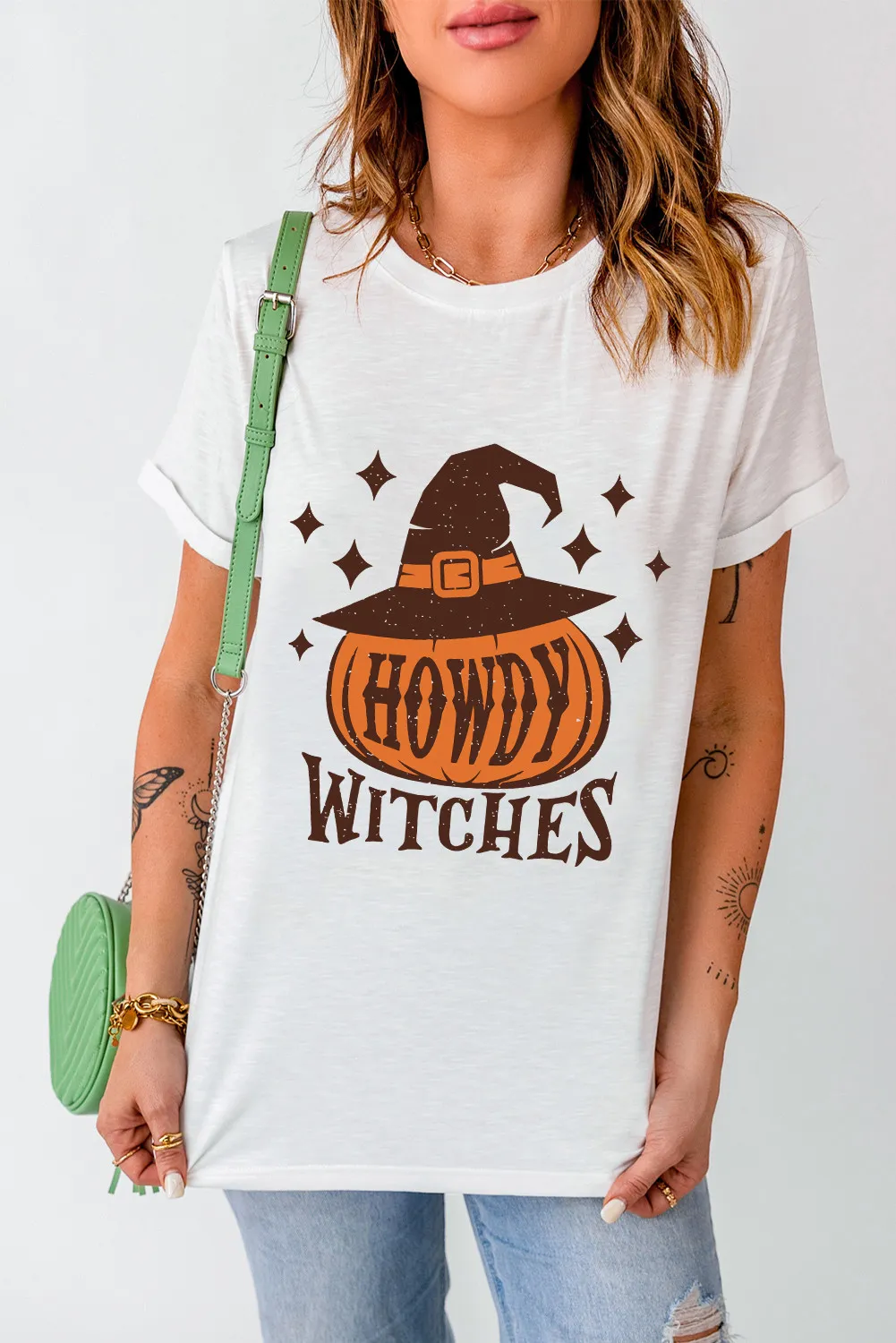 HOWDY WITCHES Round Neck Short Sleeve T-Shirt, image 4