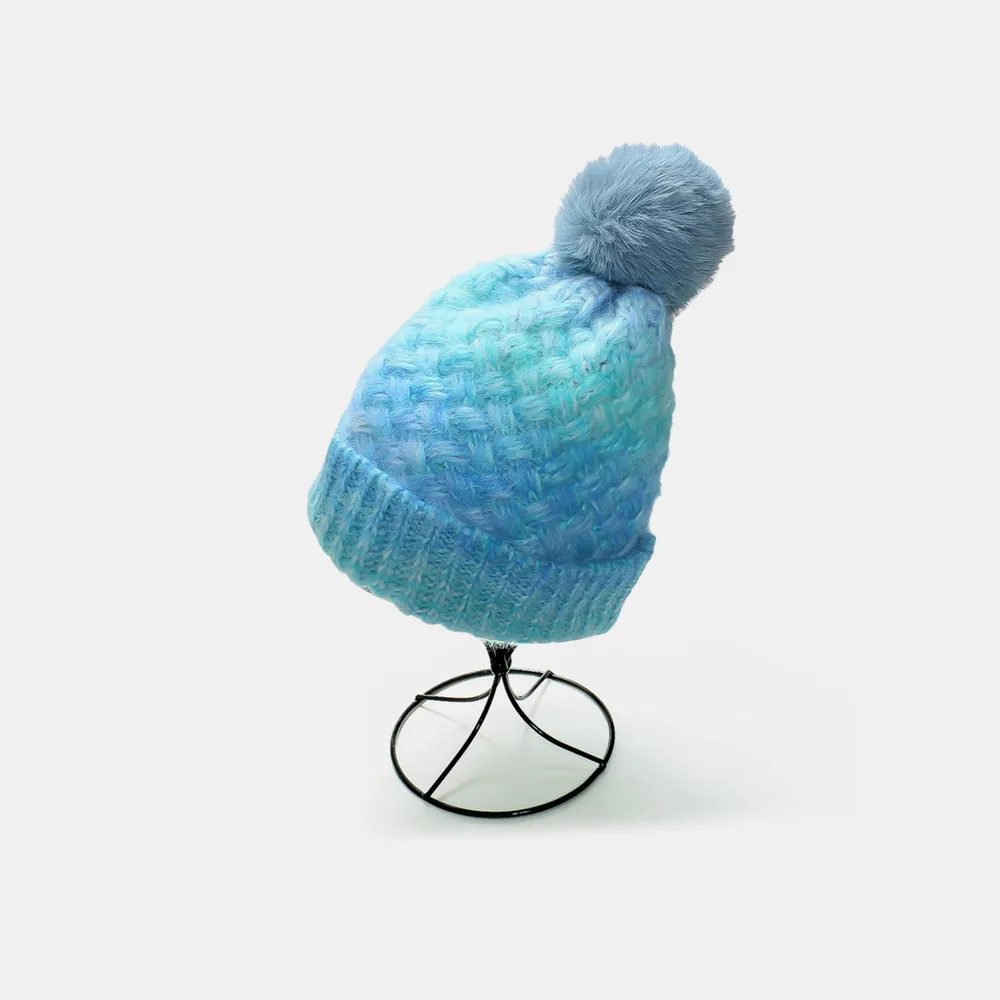 Gradient Knit Hat with Pompom, image 10