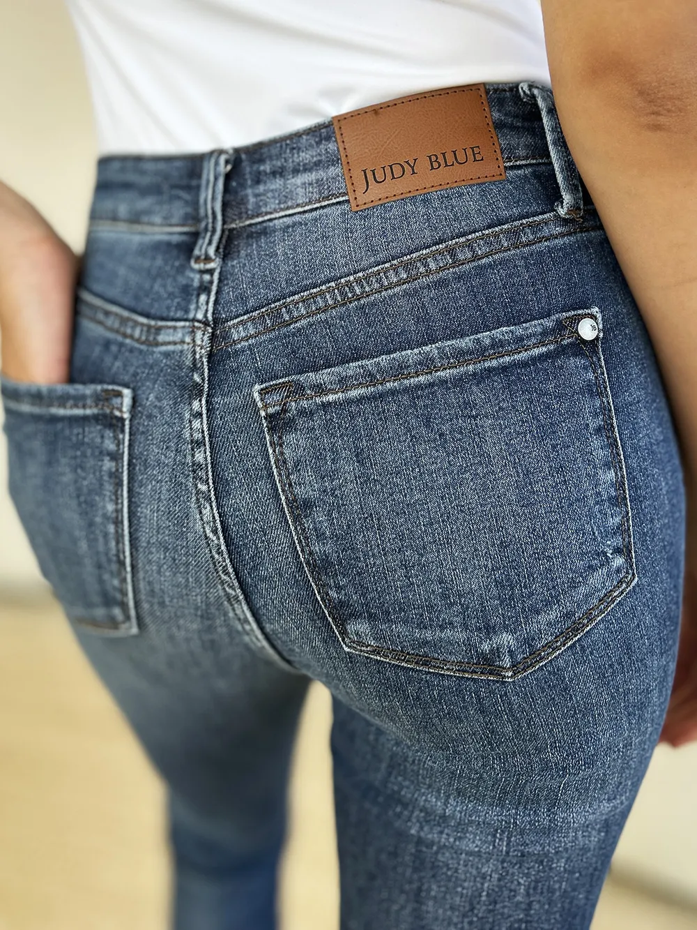 Full Size Mid Waist Distressed Slim Jeans, image 14
