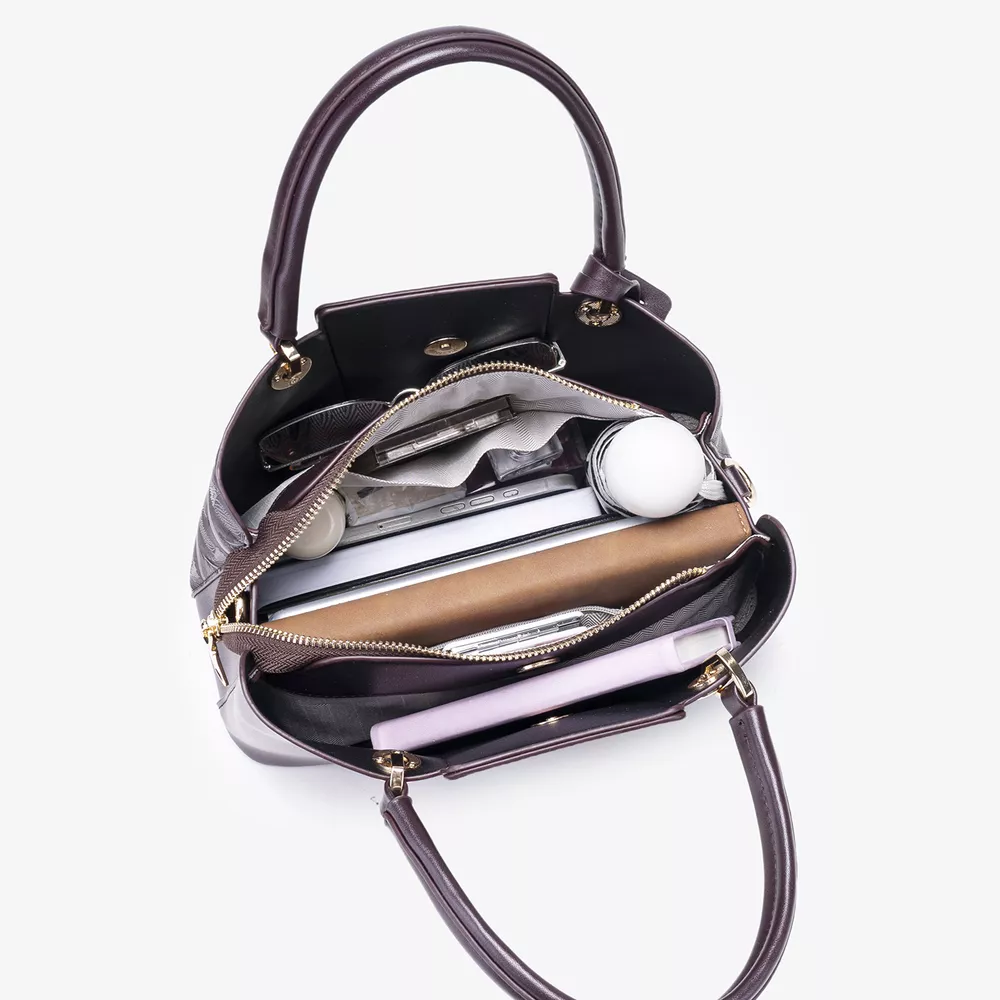 Embossed Pattern Leather Top Handle Handbag, image 4
