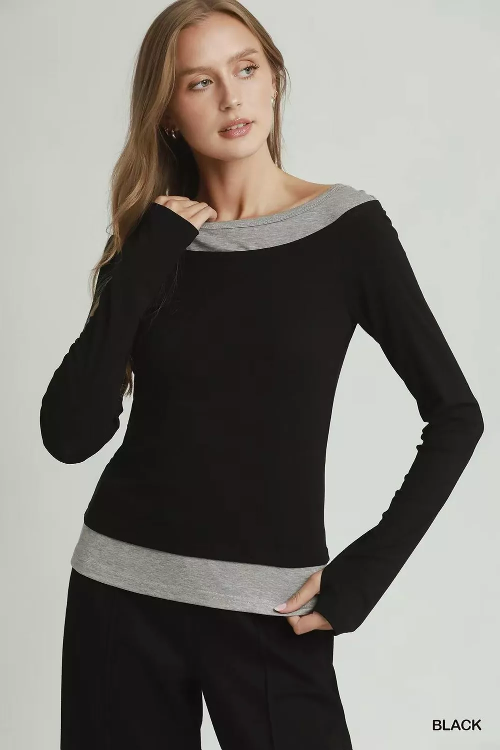 Layered Twofer Long Sleeve Top
