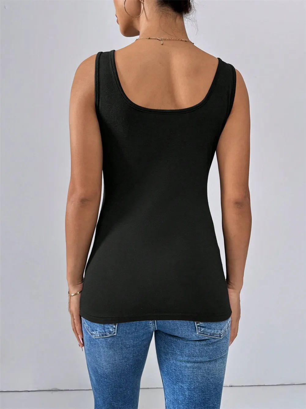 Scoop Neck Wide Strap Tank, image 2