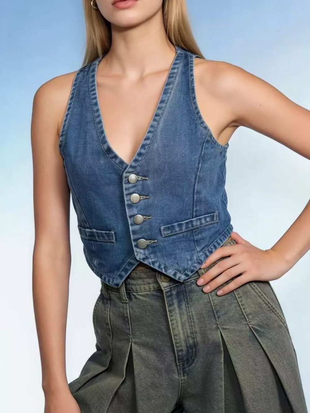 Button-Down Denim Vest, image 13