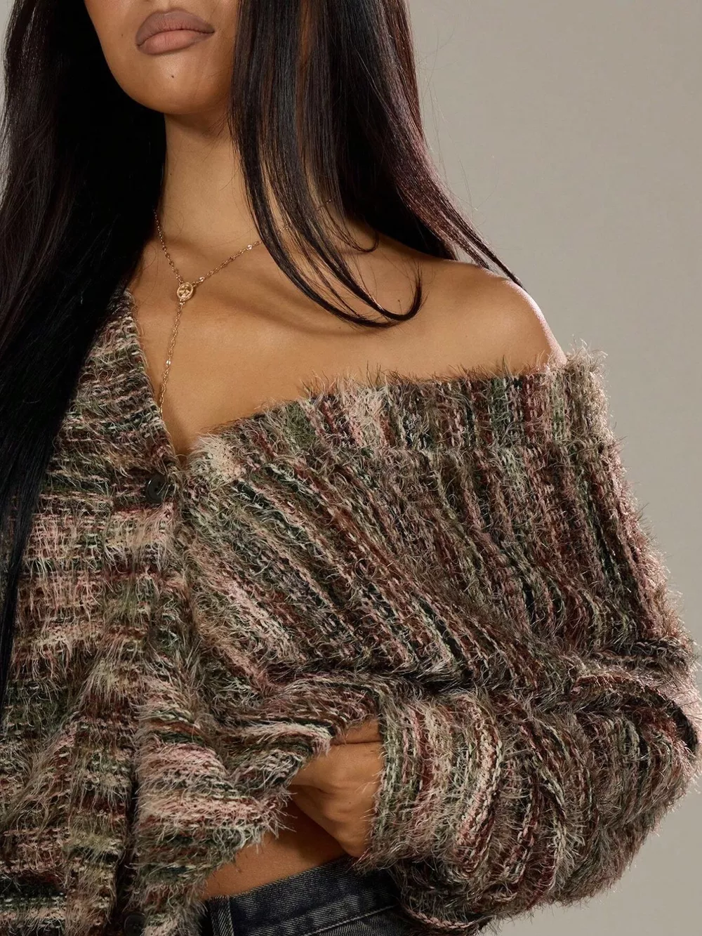 Chunky Knit V-Neck Button-Up Cardigan, image 24