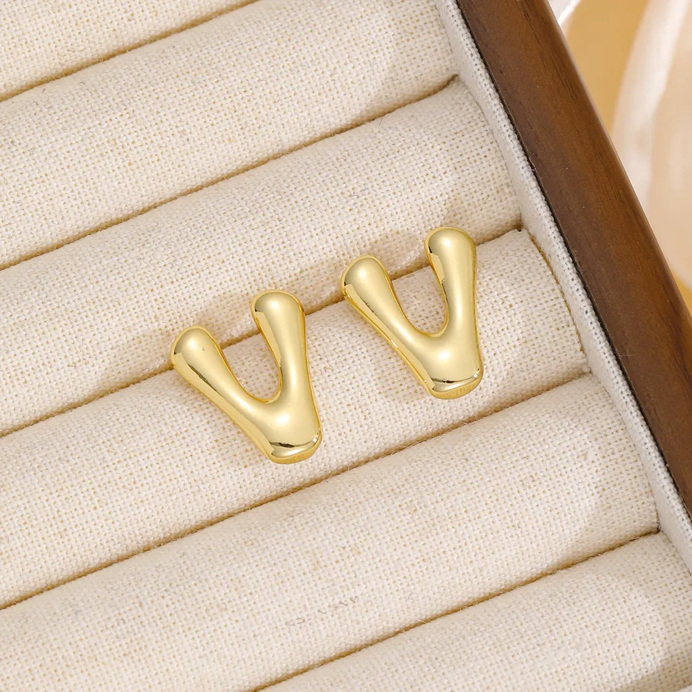 18K Gold-Plated Bubble Letter Stud Earrings, image 10