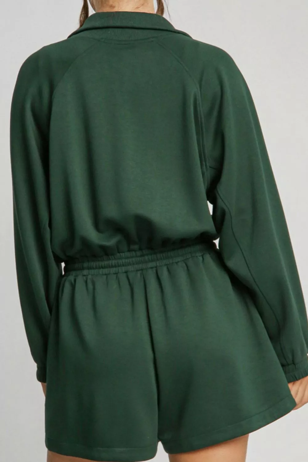Drawstring Half Zip Long Sleeve Romper, image 5