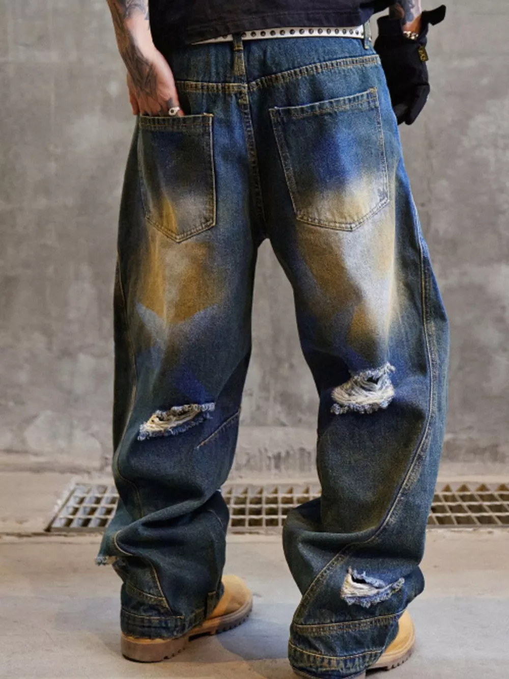 Men's Full Size Distressed Wide Leg Jeans Plus Size, image 4