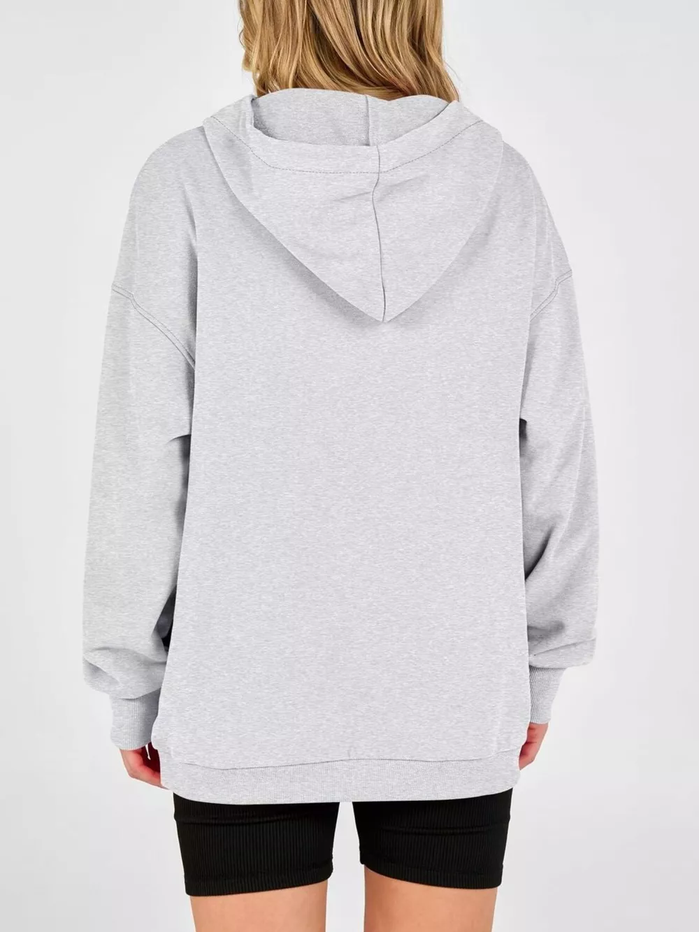 Half Snap Dropped Shoulder Hoodie, image 5