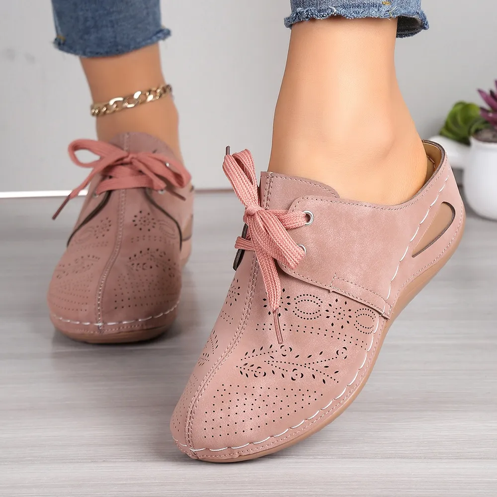 Lace-Up Round Toe Wedge Sandals, image 2