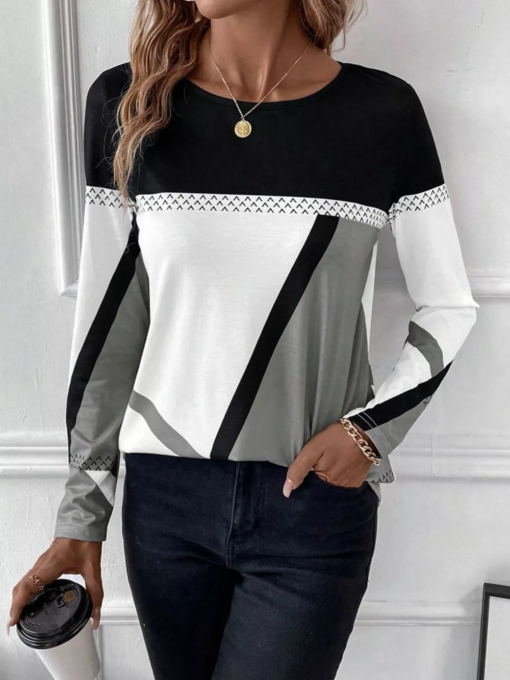 Color Block Long Sleeve T-Shirt, image 2