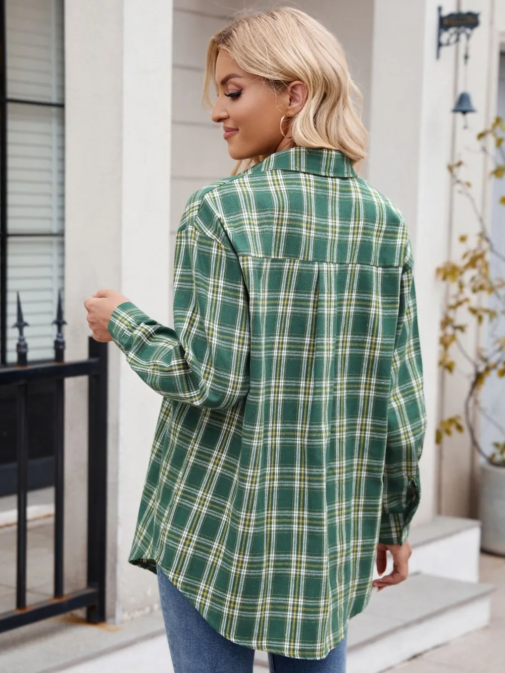 Plaid Button Up Long Sleeve Shirt, image 10