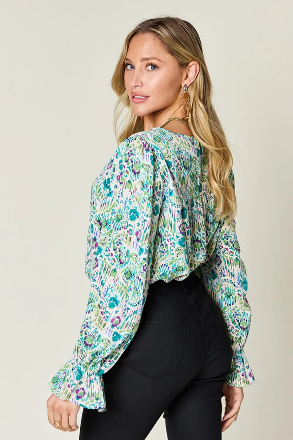 Full Size Printed Flounce Sleeve Blouse, image 8
