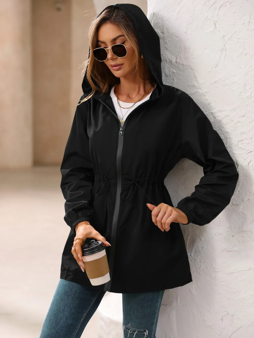 Outdoor Waterproof Long Sleeve Hooded Windbreaker, image 25
