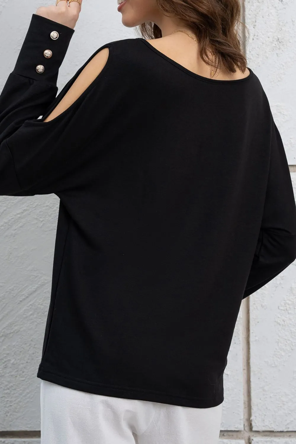 Cutout Round Neck Long Sleeve Top, image 12