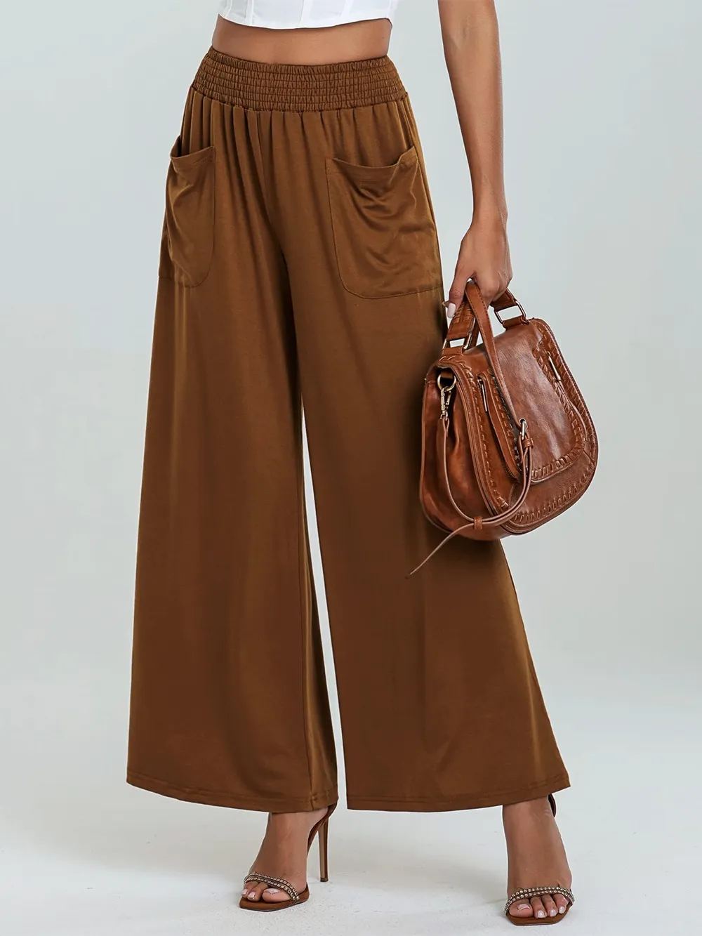 Pocketed Elastic Waist Wide Leg Pants, image 17