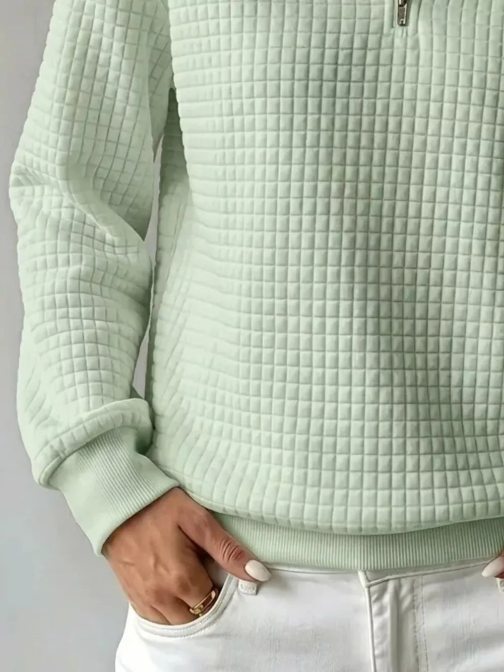 Waffle Knit Quarter-Zip Sweatshirt, image 12
