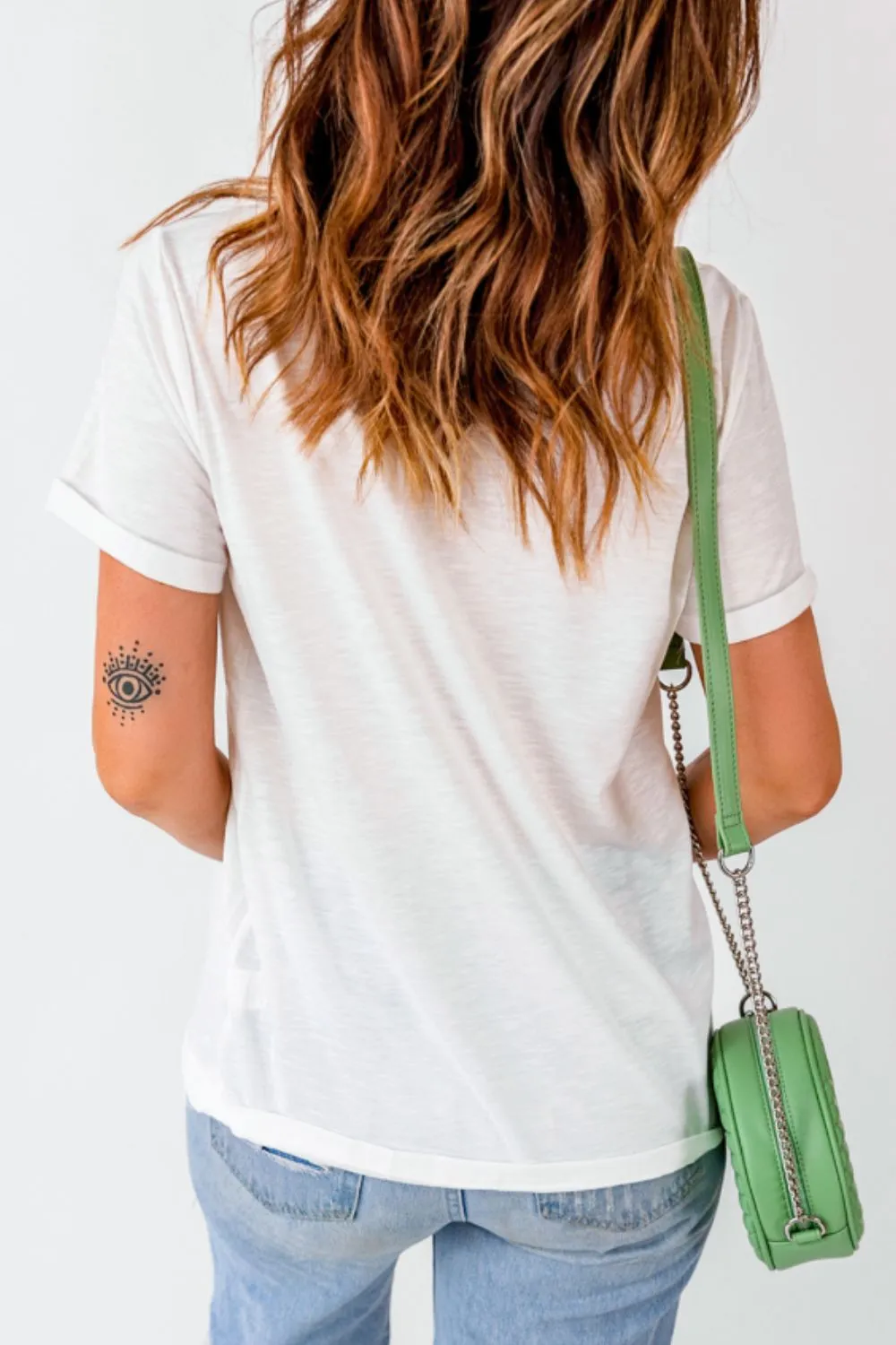 Funky America Letter Bow Round Neck T Shirt, image 4