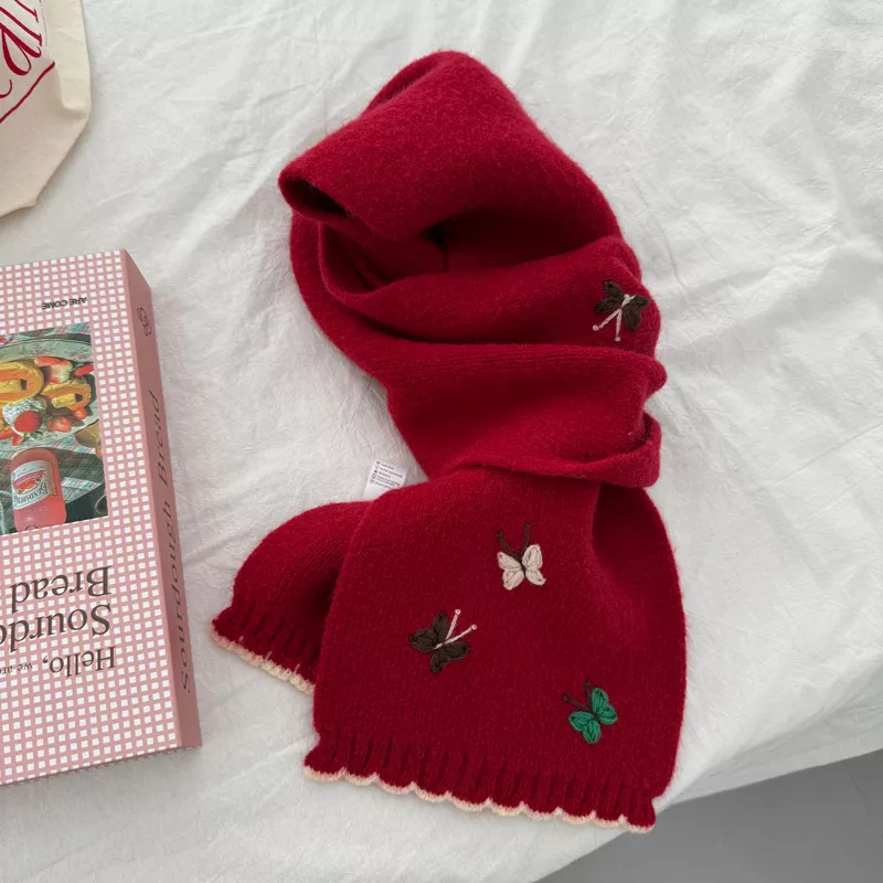 Butterfly Embroidered Knitted Scarf, image 17