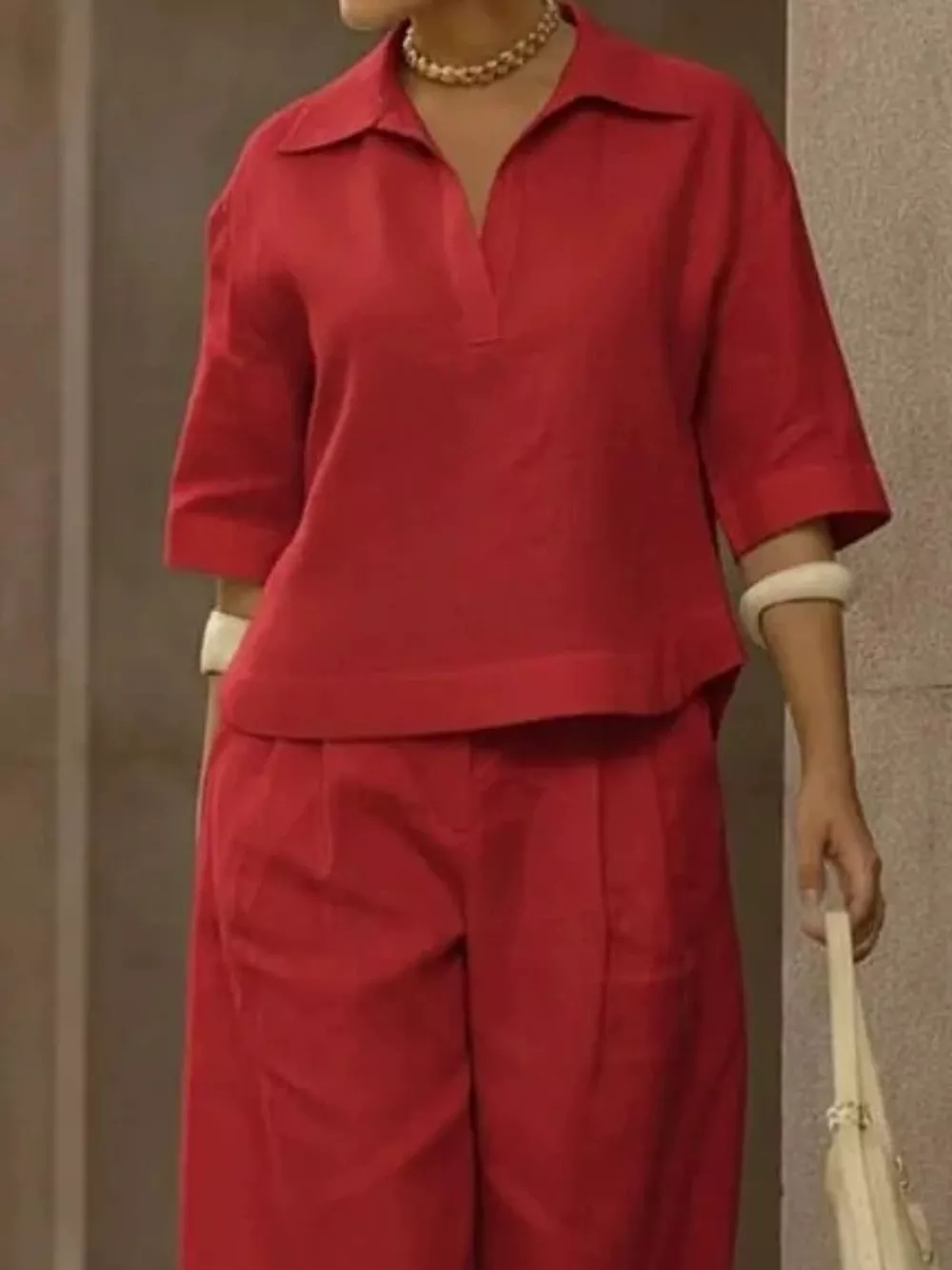 Full Size 3/4 Sleeve Top and Wide Leg Pants Set Plus Size, image 14