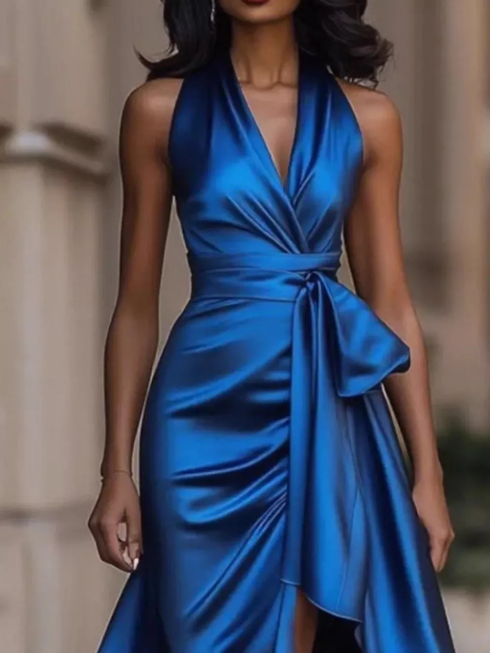 Full Size High-Low Ruffled Satin Maxi Dress Plus Size, image 10