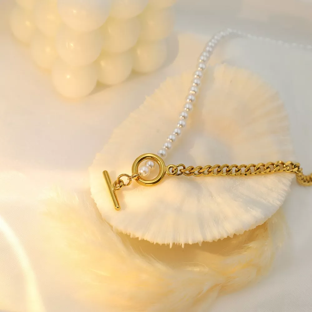 18K Gold-Plated Pearl Toggle Necklace, image 11