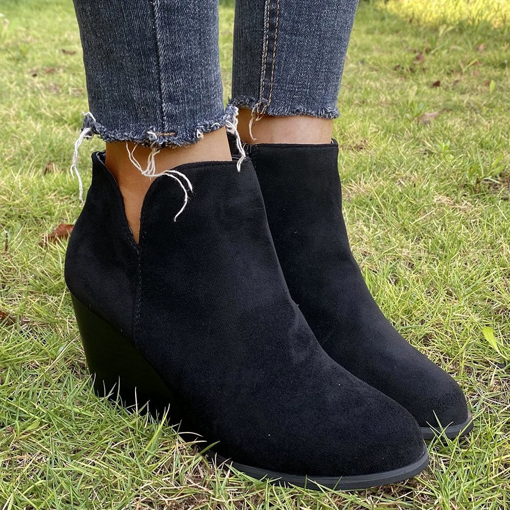 Side Zipper Wedge Boots, image 5