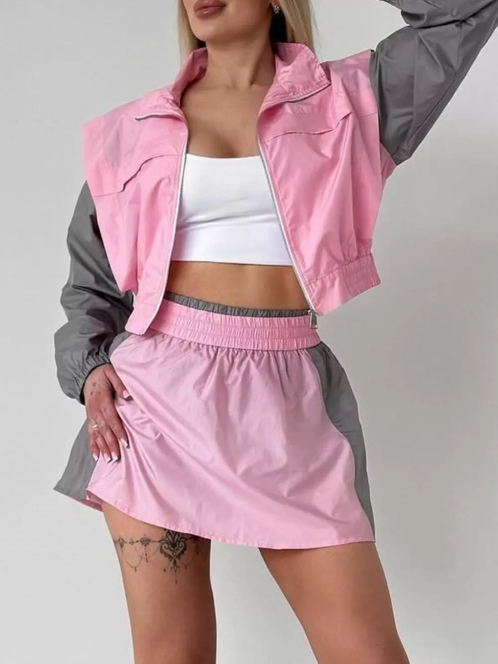 Color Block Outerwear and Skirt Set, image 2